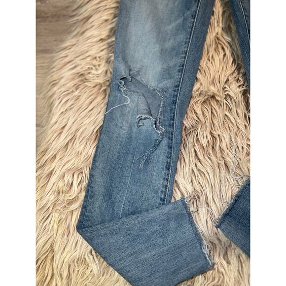 American Eagle super stretch womens distressed jegging ankle blue jean - Picture 2 of 10